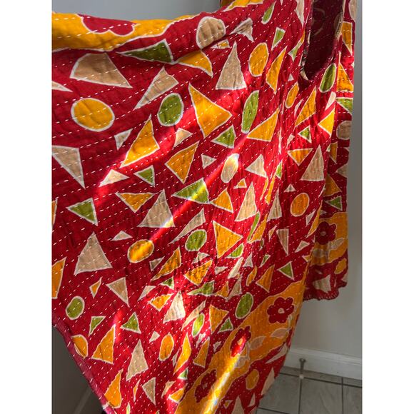Kantha vest reversible red boho festival style free size - Picture 9 of 9